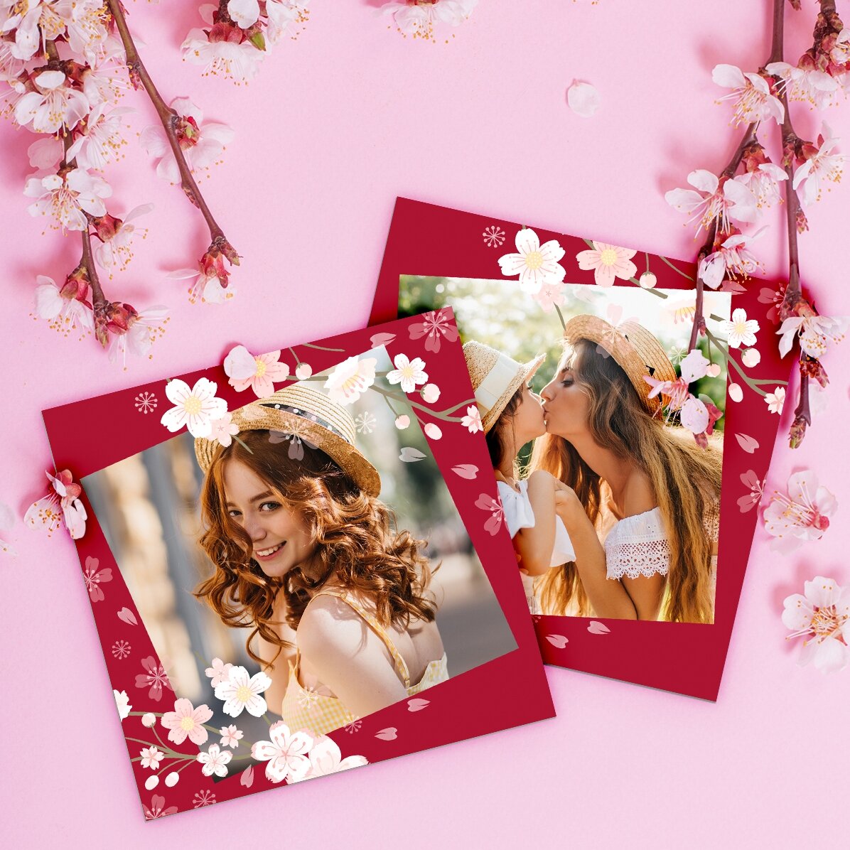 Iman de 10x10 personalizado con una foto - Flores de cerezo