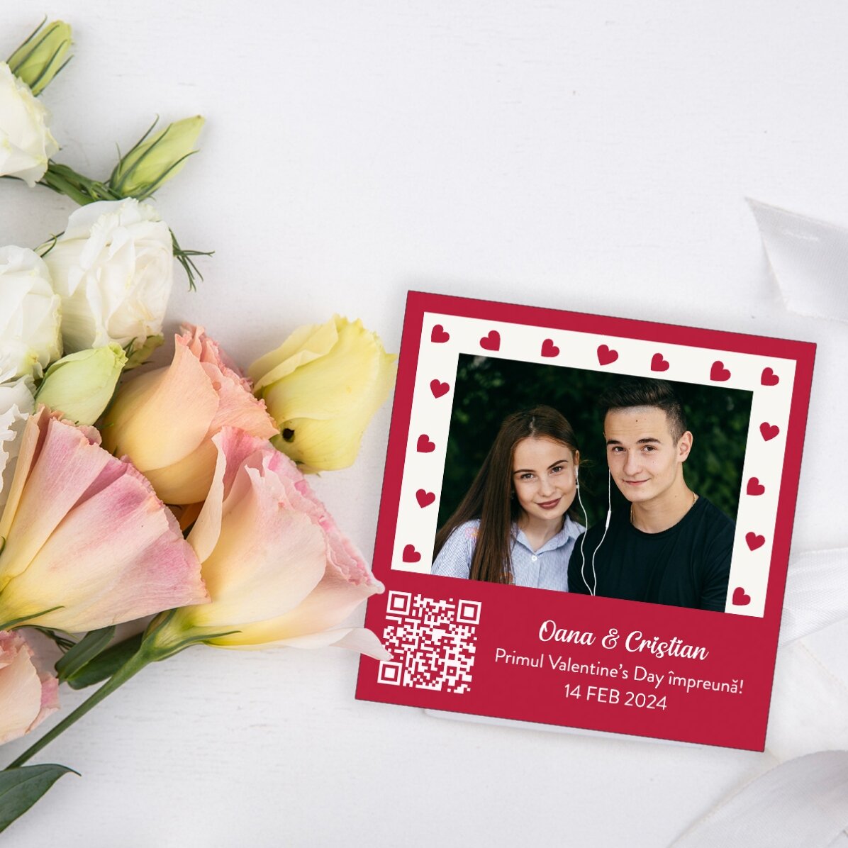Imán de 10x10 personalizado con foto, mensaje y código QR