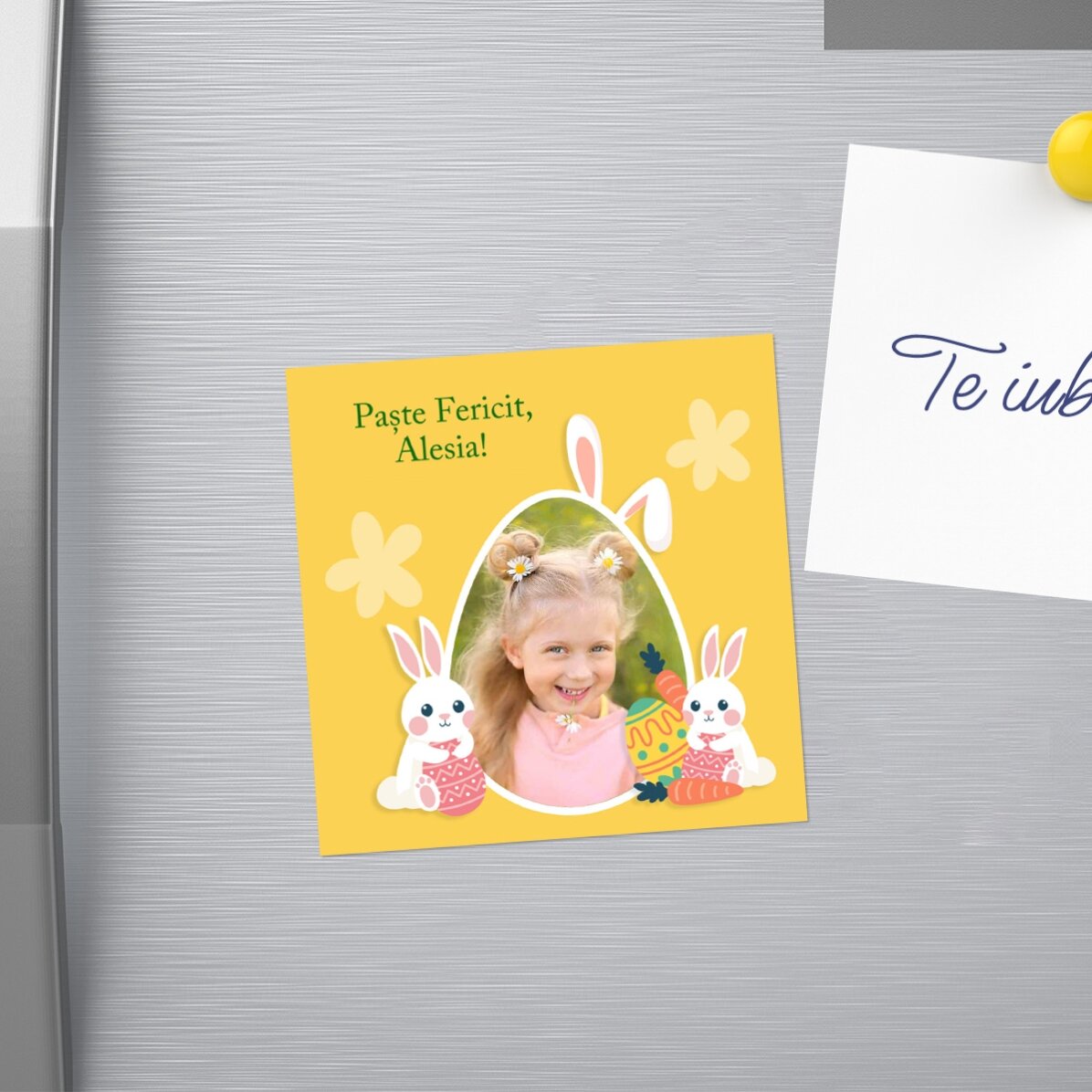 Imán personalizado de 10x10 con foto y mensaje - Pascua