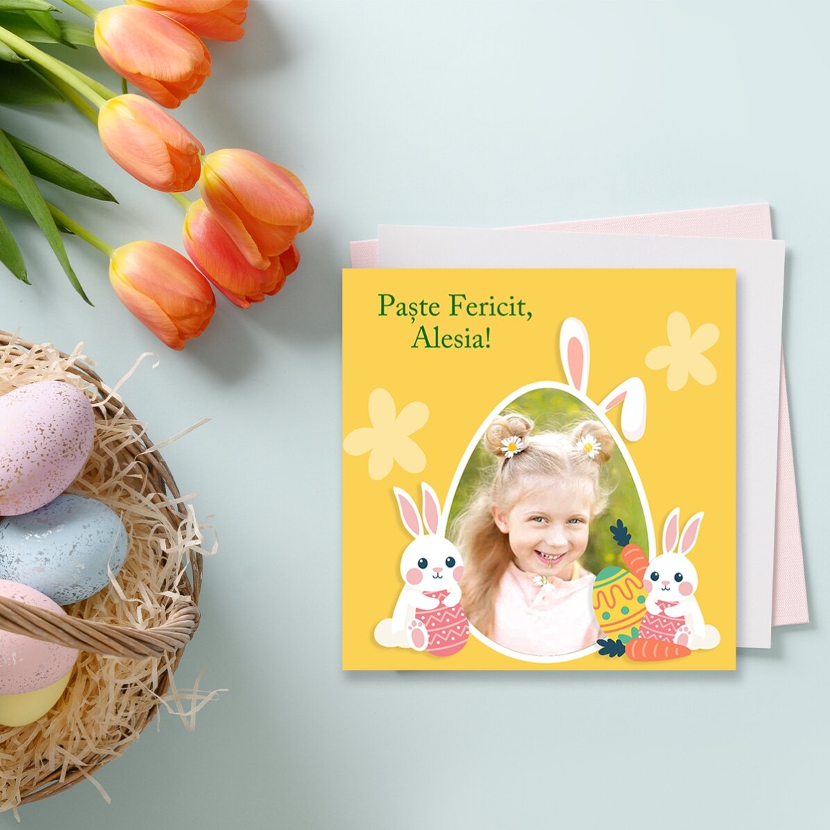 Imán personalizado de 10x10 con foto y mensaje - Pascua
