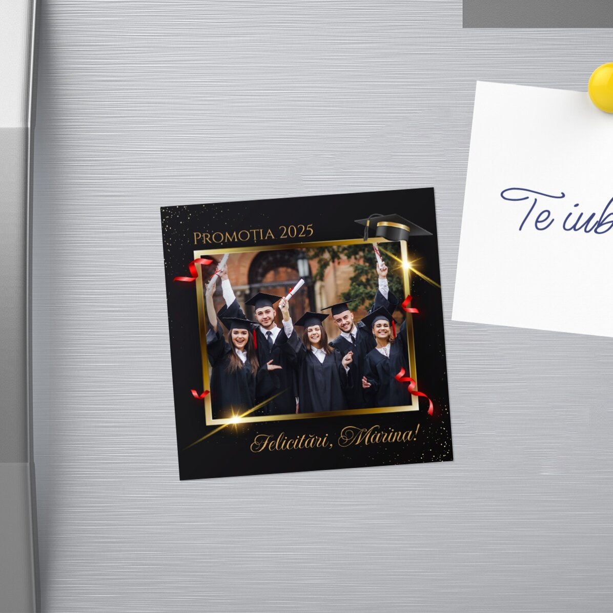 Imán personalizado de 10x10 con foto y texto - Graduación