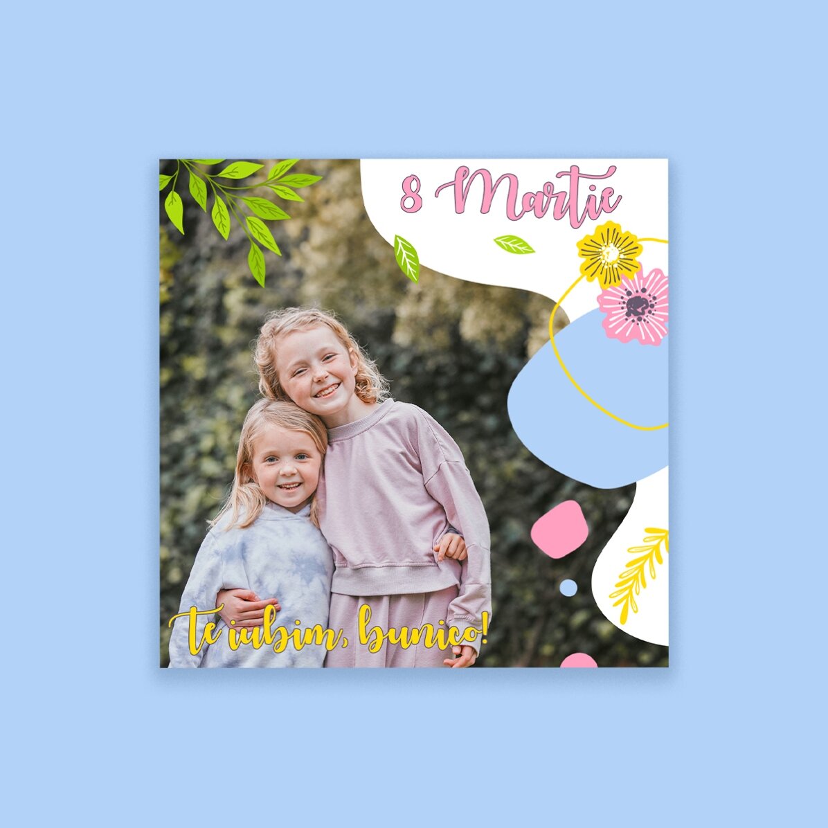 Imán personalizado de 10x10 con foto y texto - Happiness