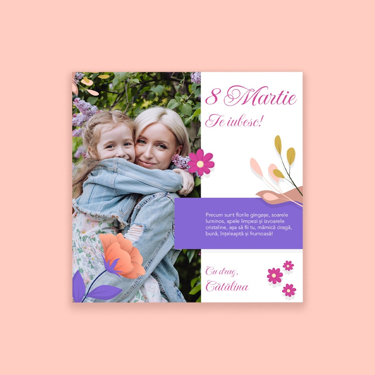 Imán personalizado de 10x10 con foto y texto - Joyful