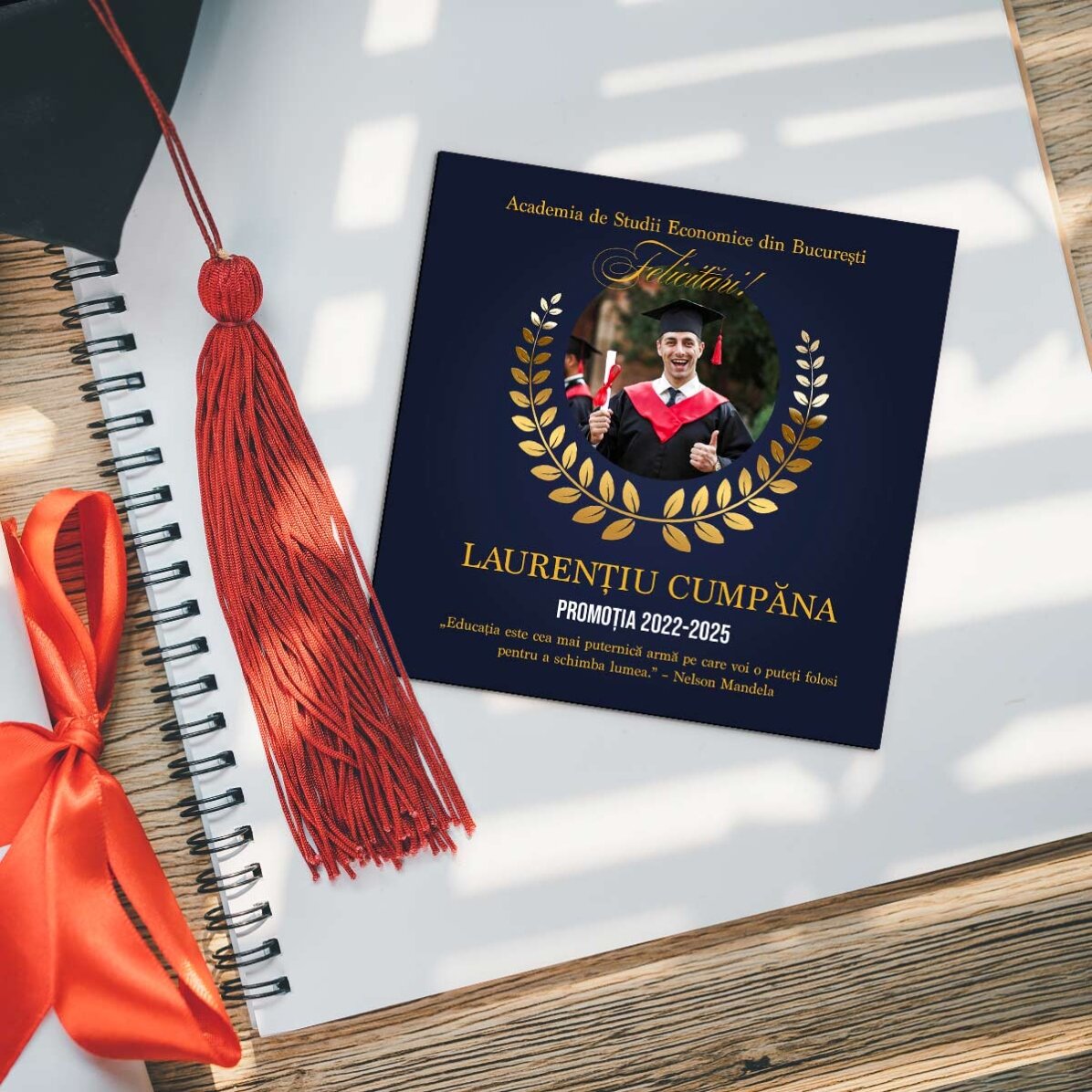 Imán de 10x10 personalizado con foto y texto para la graduación