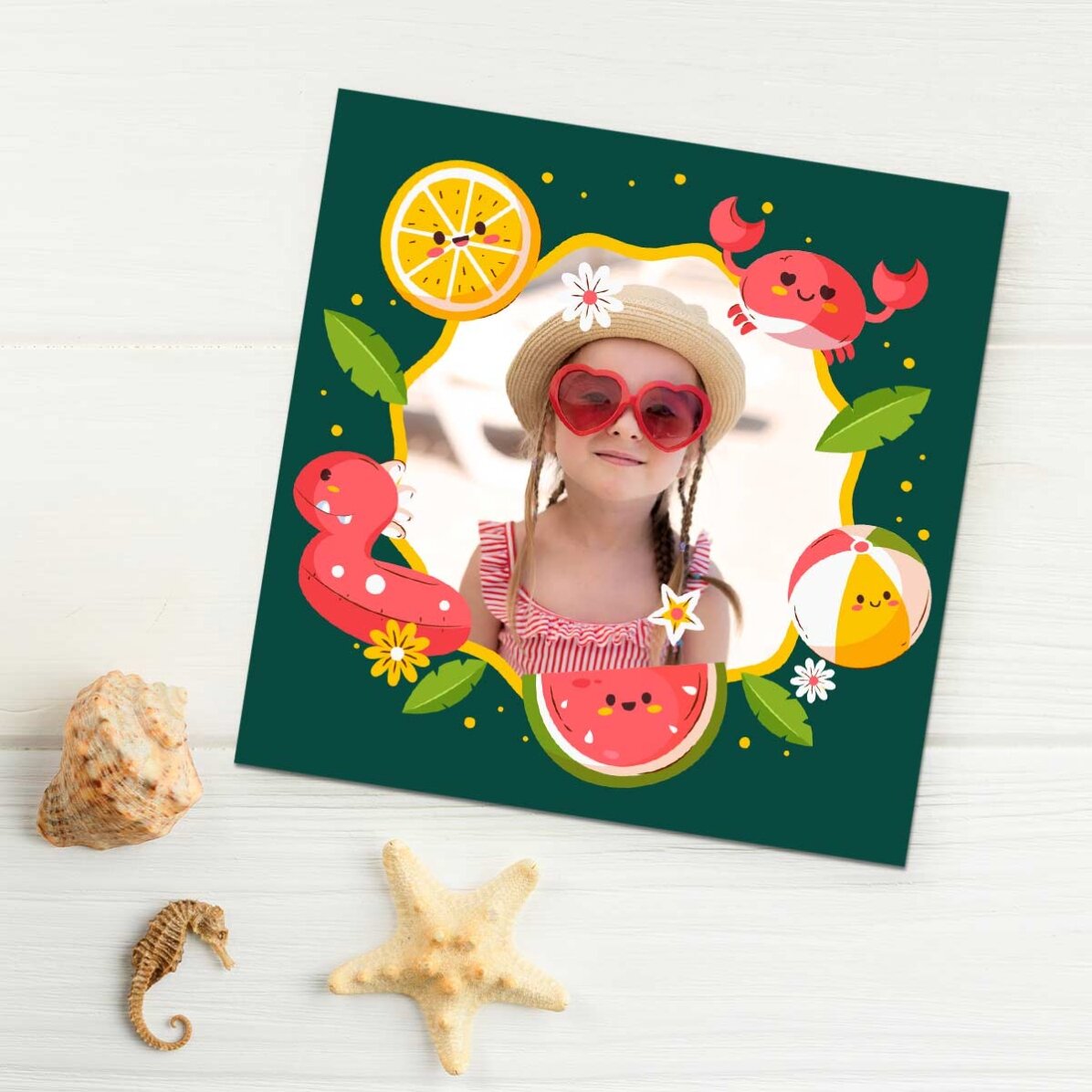 Imán personalizado de 10x10 con foto - Vacaciones de verano