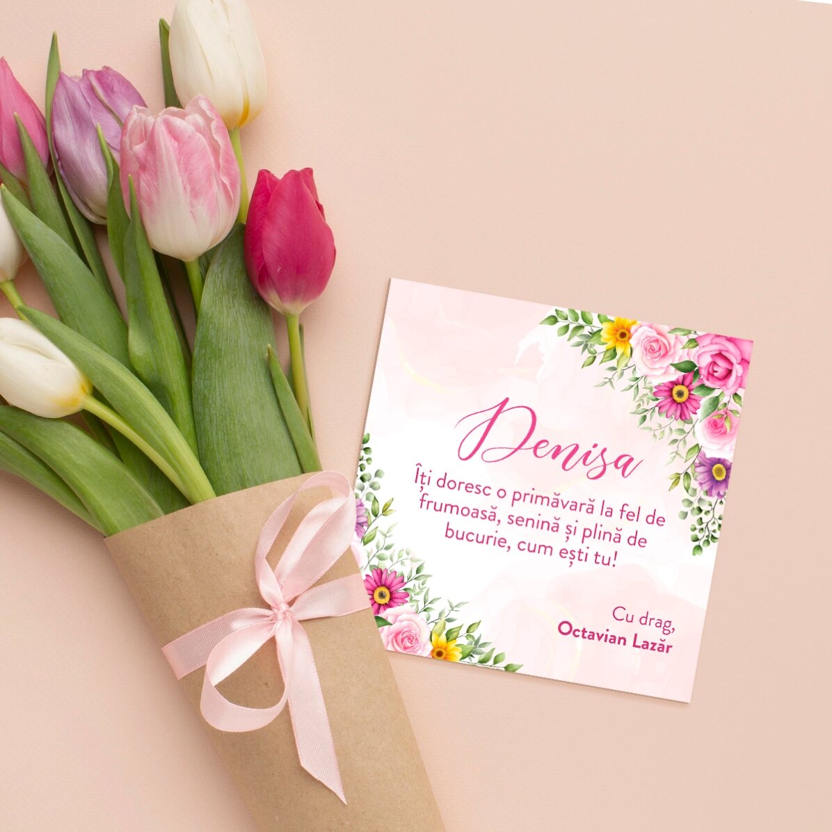 Imán personalizado de 10x10 con texto: «¡Qué bonita es la primavera!»