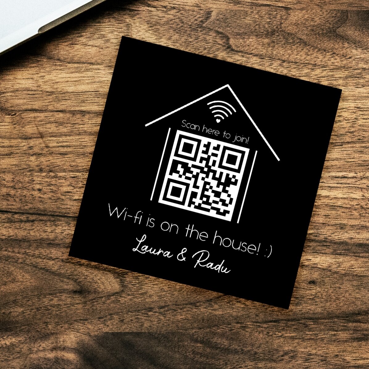 Imán personalizado de 10x10 con texto y código QR - Escanea para conectarte a la red Wi-Fi