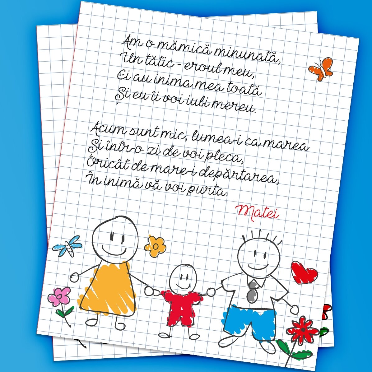 Imán de 10 x 12 cm personalizado con un poema para los padres - Niño