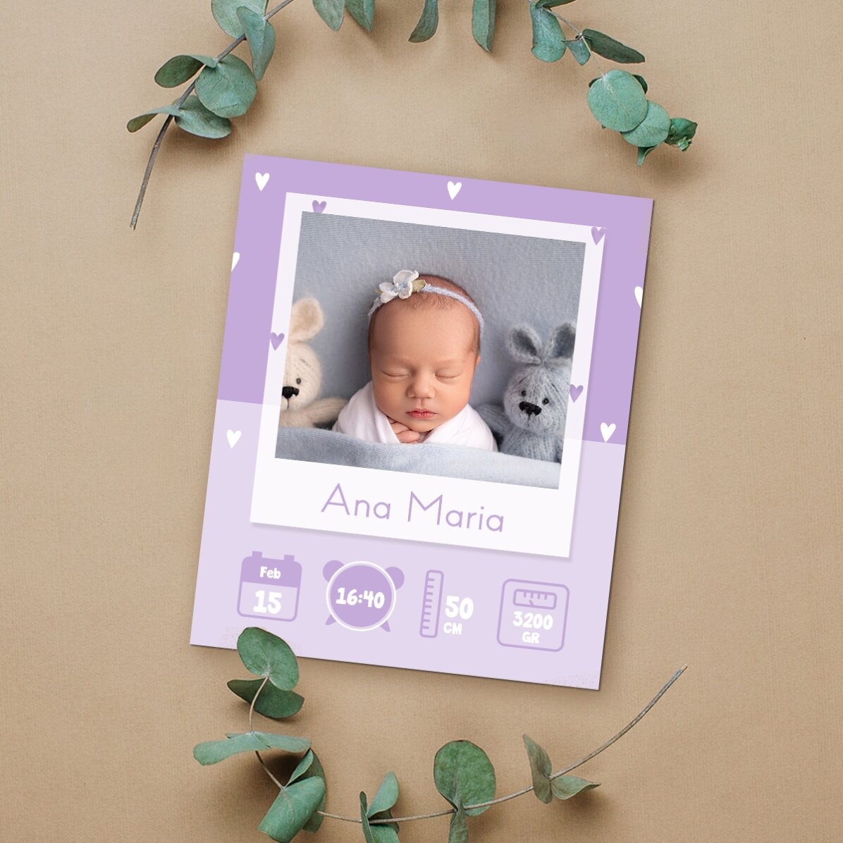 Imán de 10 x 12 cm personalizado con una foto y un texto - Bebé