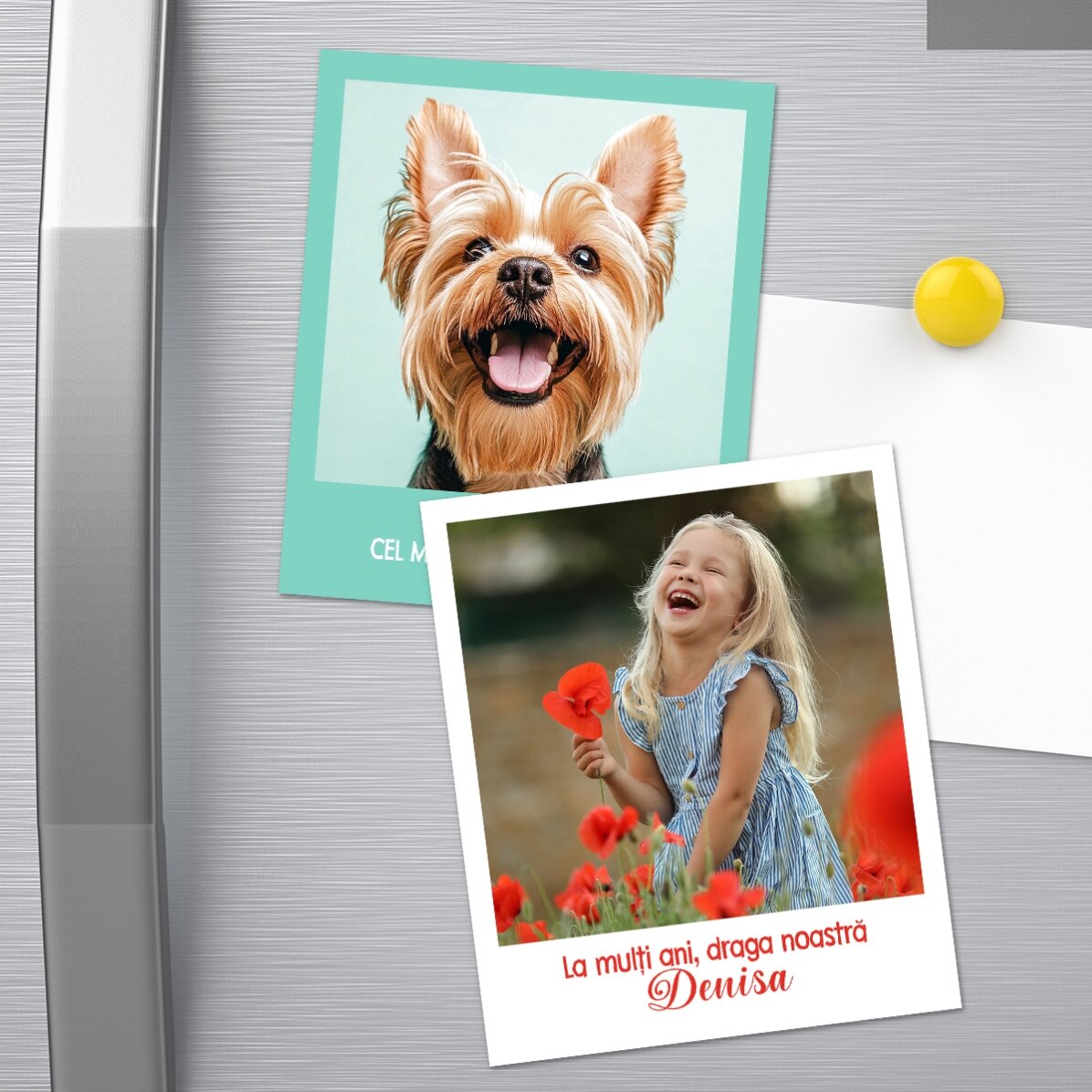 Imán de 10 x 12 cm personalizado con una foto y un texto - formato Polaroid