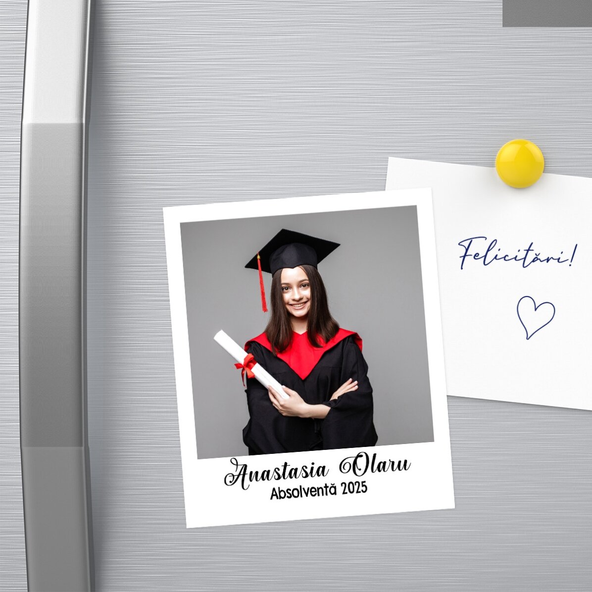 Imán de 10 x 12 cm personalizado con una foto y un texto - formato Polaroid