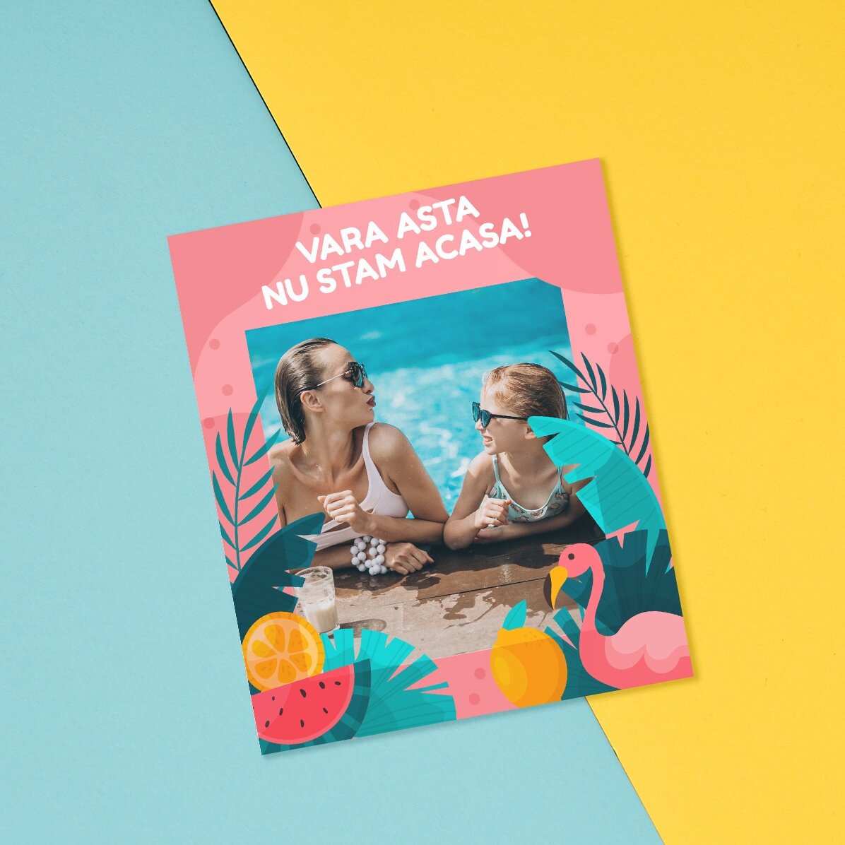Imán de 10 x 12 cm personalizado con una foto y un texto - Diversión veraniega