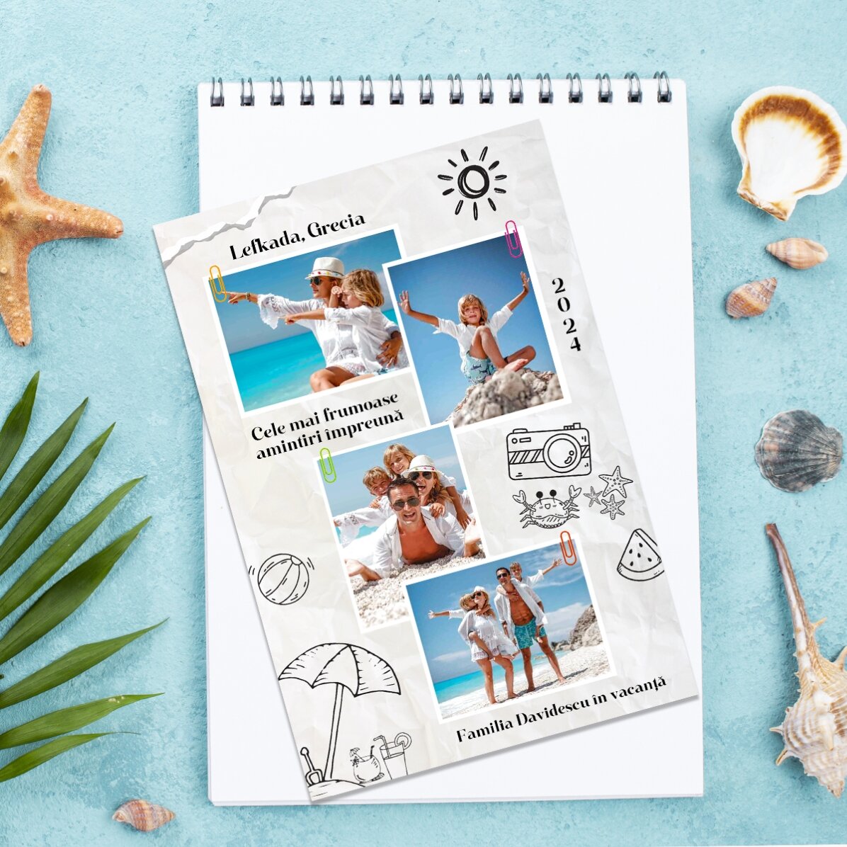 Imán personalizado de 10 x 15 cm con 4 fotos y texto - Holiday