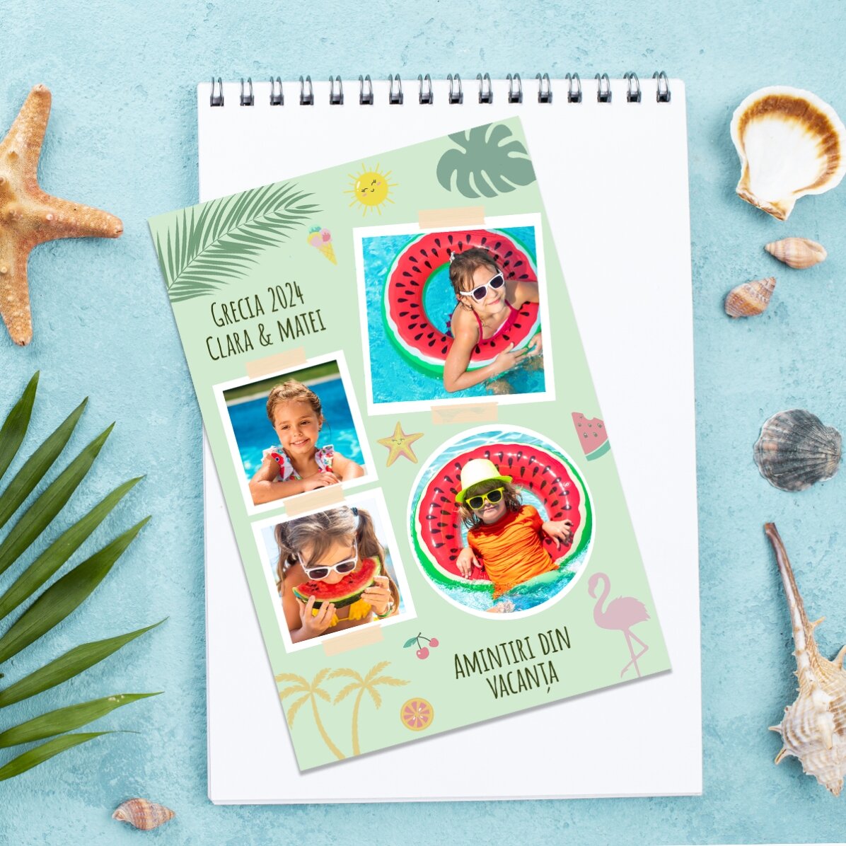 Personalised 10x15 cm magnet with 4 photos and text - Holiday