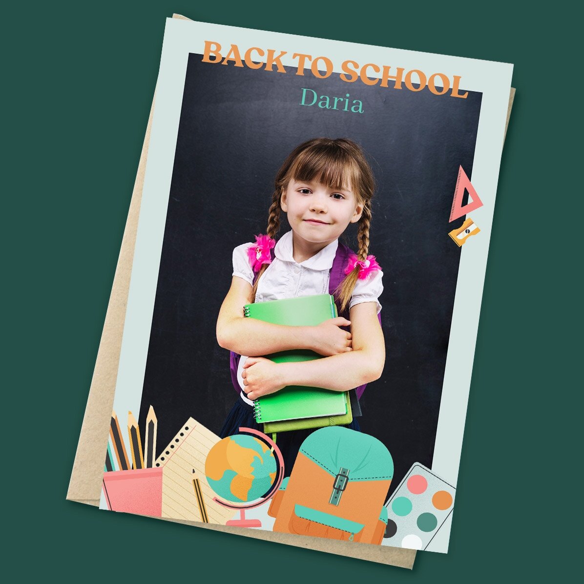 Imán de 10 x 15 cm personalizado con una foto y un texto - Vuelta al cole