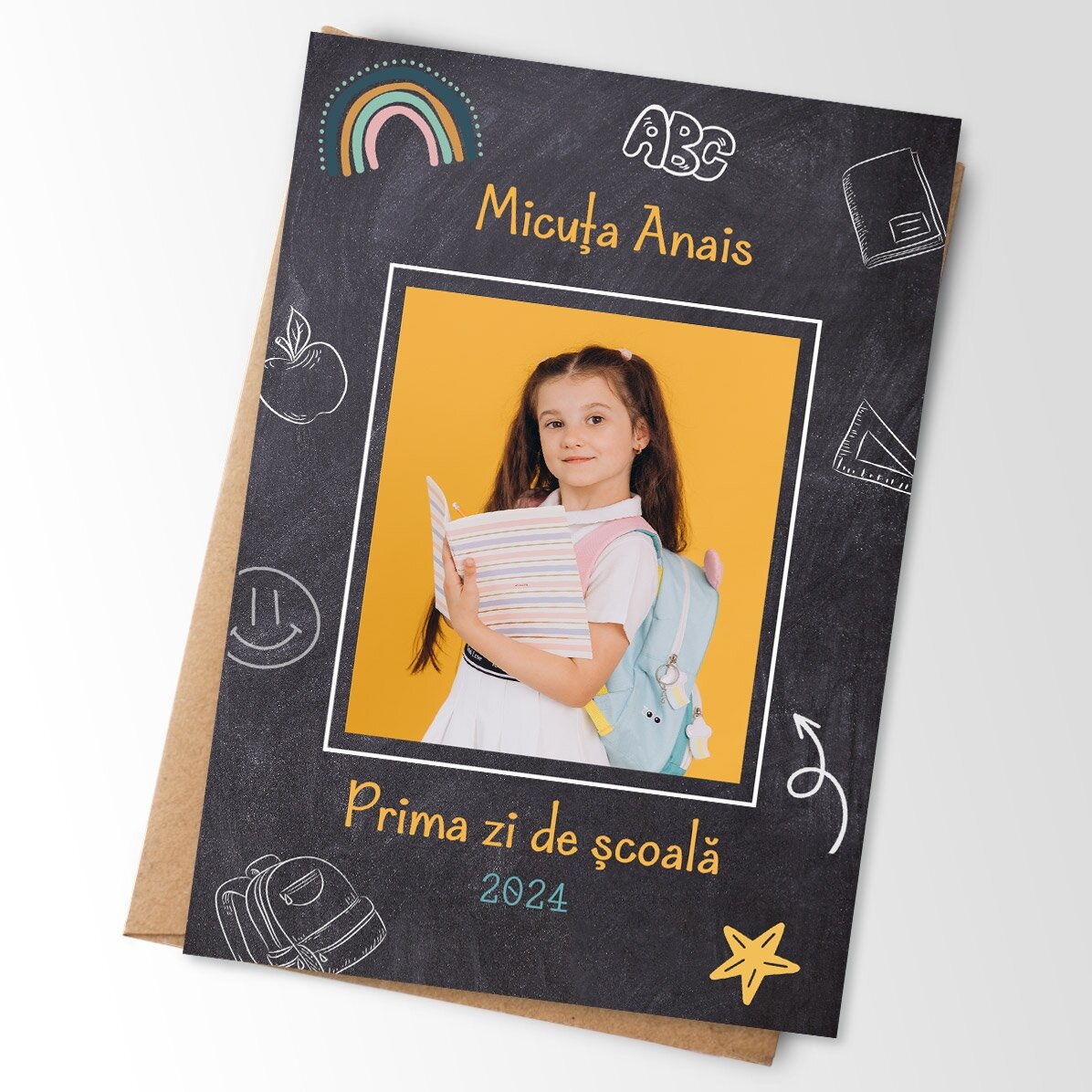 Imán de 10 x 15 cm personalizado con una foto y un texto - School