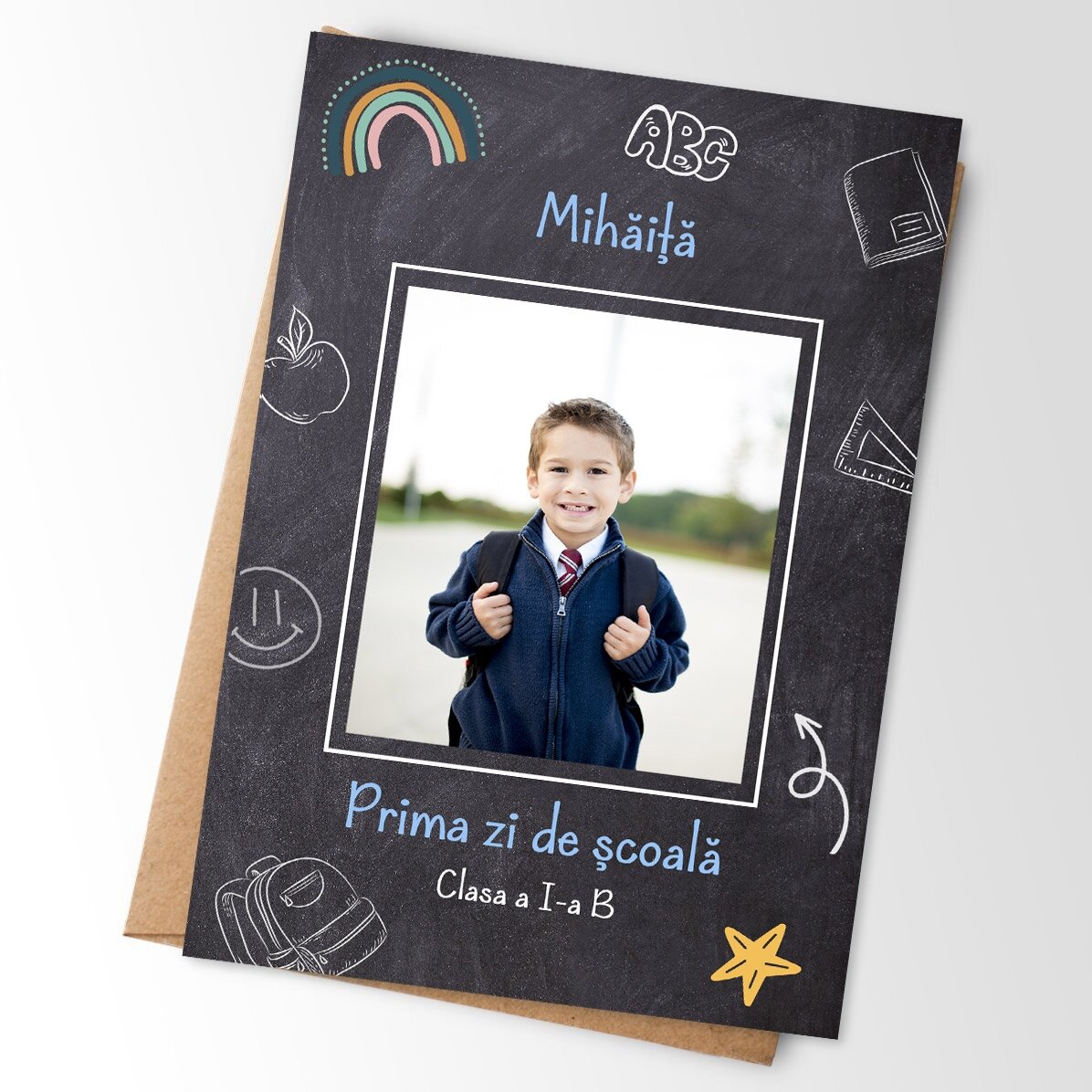 Imán de 10 x 15 cm personalizado con una foto y un texto - School