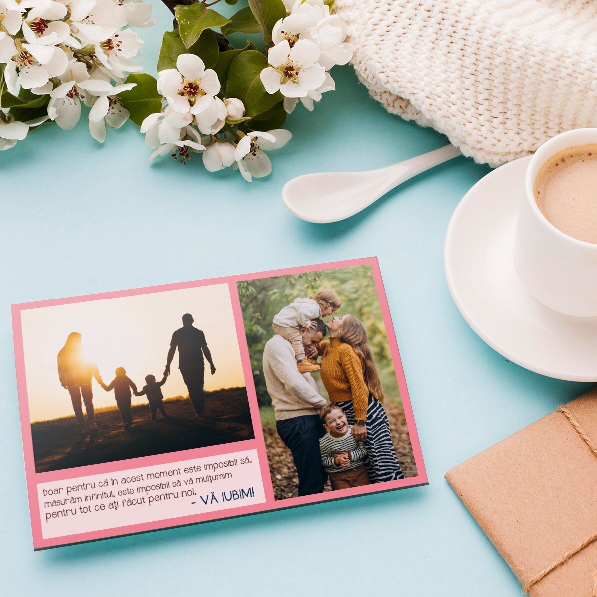 Iman personalizado de 10 x 15 cm con texto y 2 fotos - ¡Gracias!