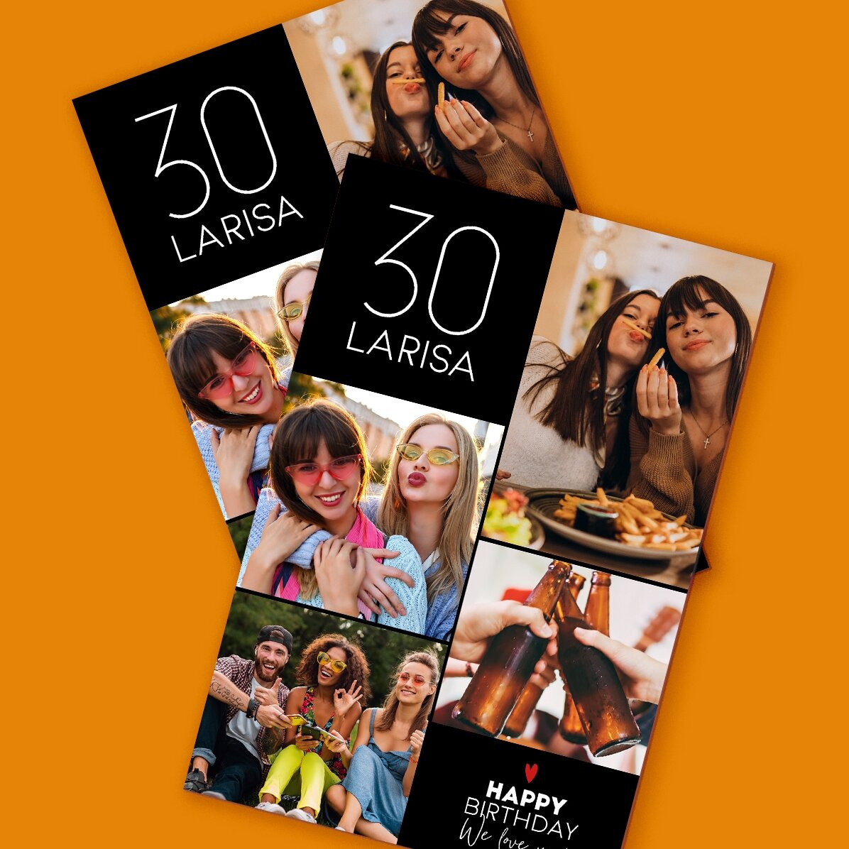 Imán personalizado de 10 x 15 cm con texto y 4 fotos - Feliz cumpleaños