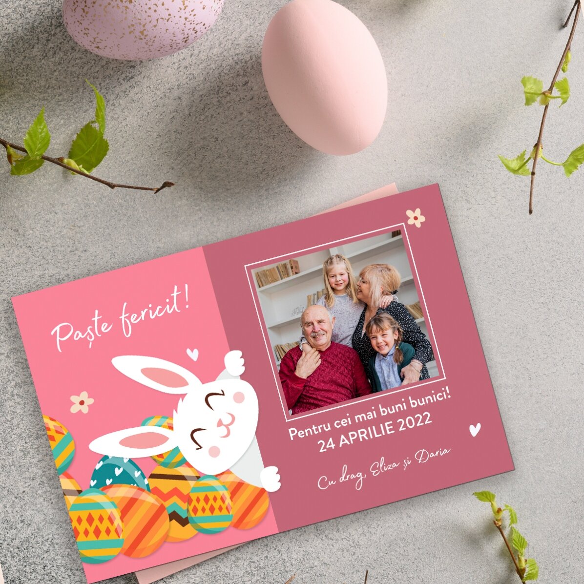 Imán personalizado de 10 x 15 cm con texto y foto: el conejito de Pascua
