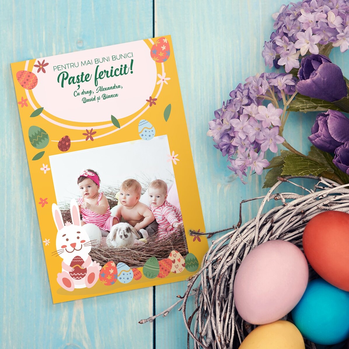 Imán personalizado de 10 x 15 cm con texto y foto - ¡Feliz Pascua!