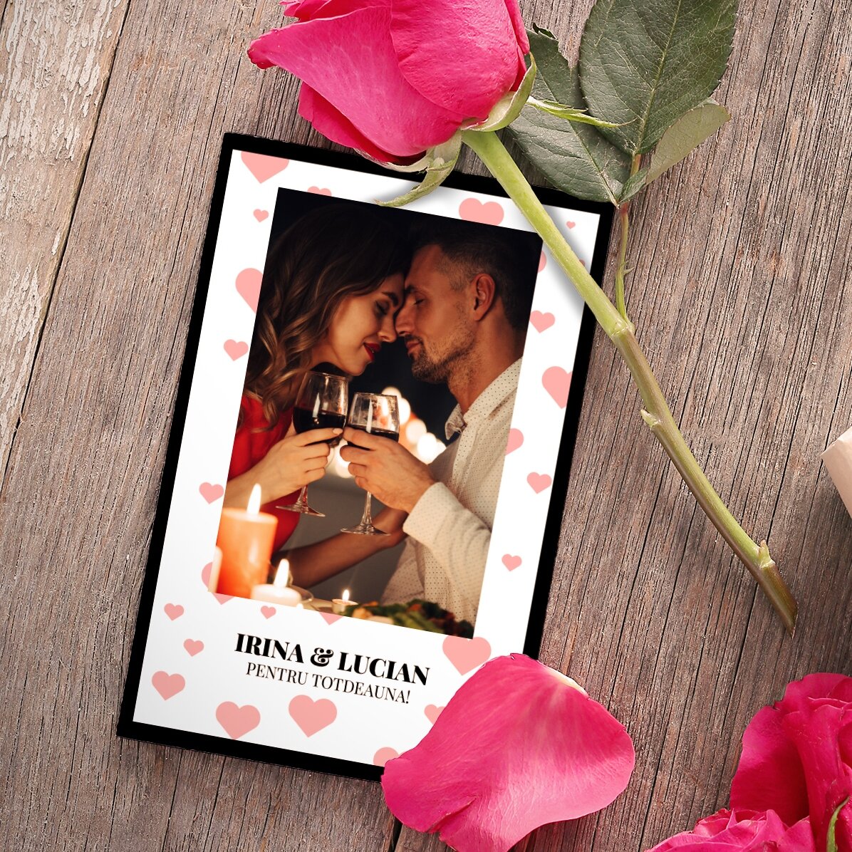 Iman personalizado de 10 x 15 cm con texto y foto: ¡Para siempre!