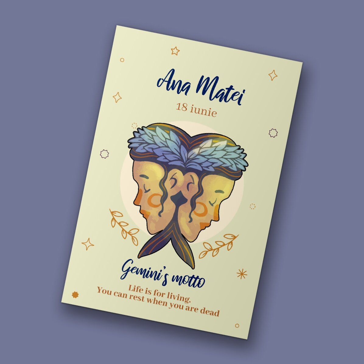 Imán personalizado de 10 x 15 cm con texto: el signo de Géminis