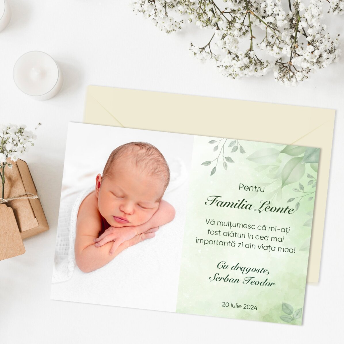 Imán de 10 x 7 cm personalizado con una foto y un mensaje - Recuerdo de bautizo