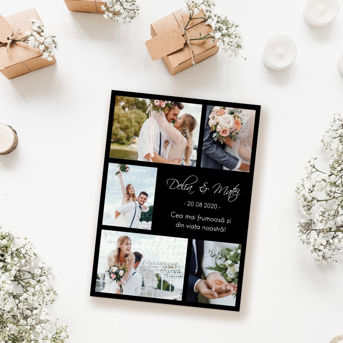 Imán personalizado de 13 x 18 cm con 5 fotos y texto