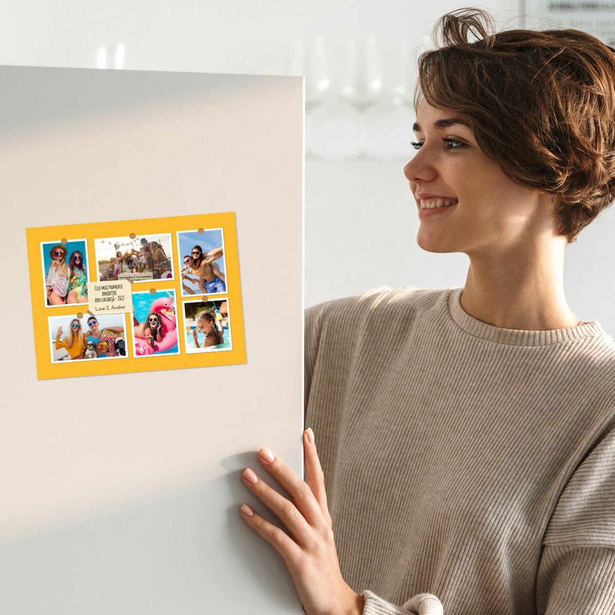 Personalised 18x13cm magnet with 6 photos and text - Memories