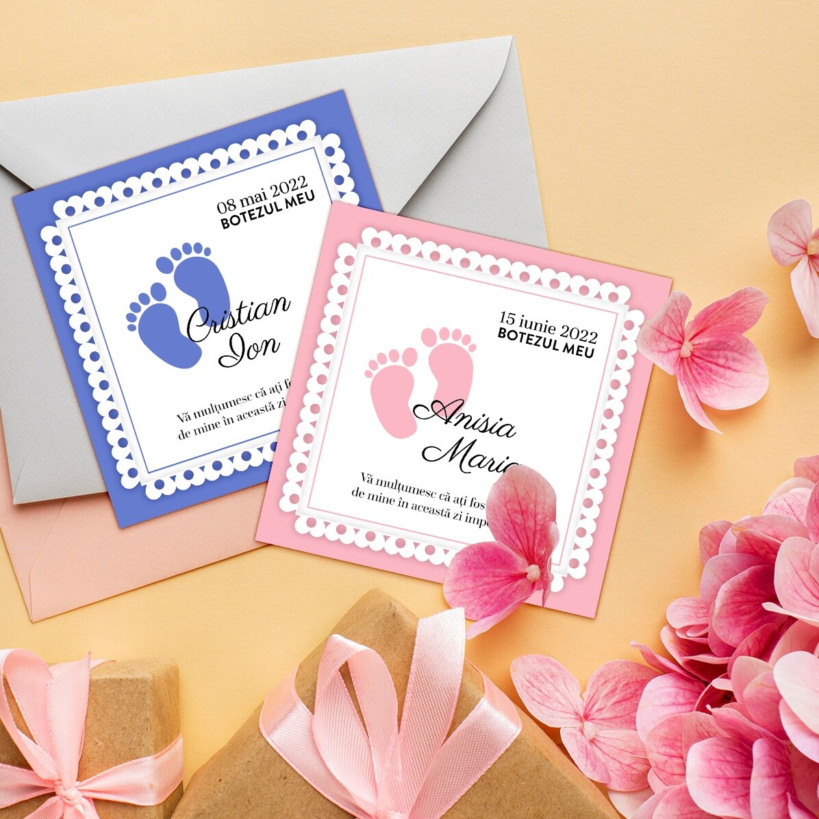 Imán de recuerdo para bautizo de 10x10 personalizado con texto - Picioruse