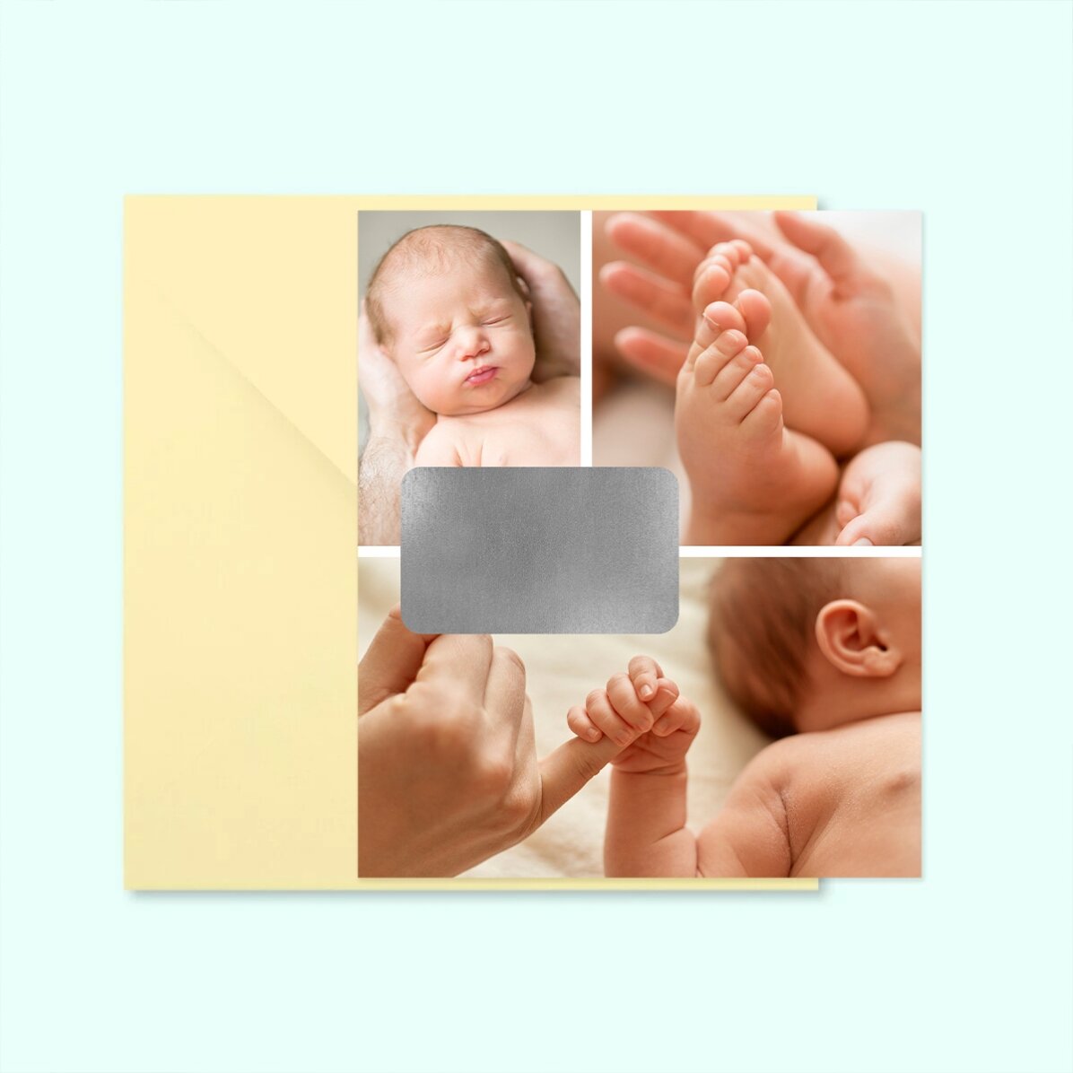 Imán rascable de 10 x 12 cm personalizado con 3 fotos y un mensaje