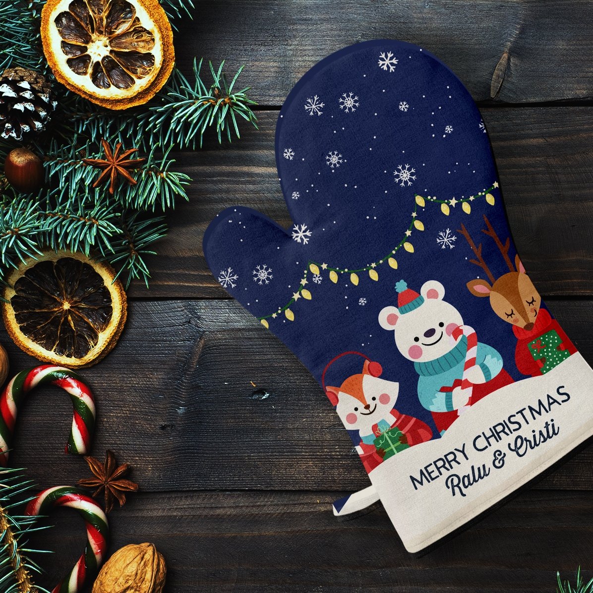 Manopla de cocina personalizada con texto - Christmas Night