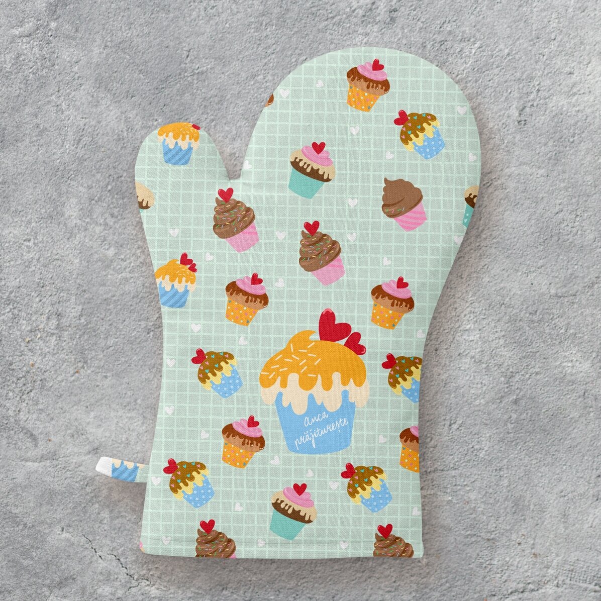 Manopla de cocina personalizada con texto - Cupcake