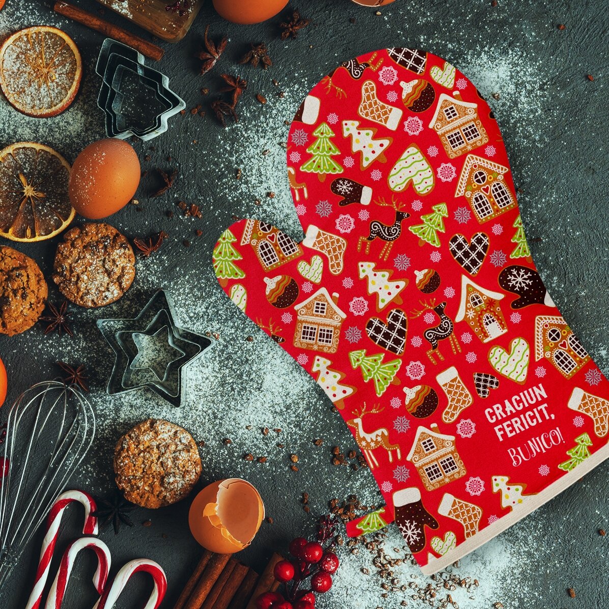 Manopla de cocina personalizada con texto - Gingerbread