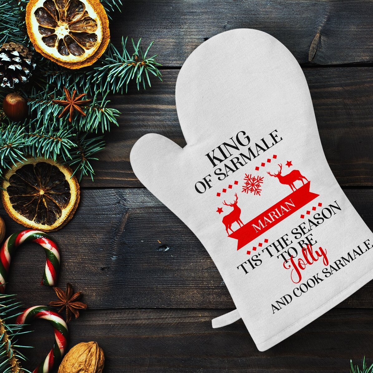 Manopla de cocina personalizada con texto: «King of sarmale»