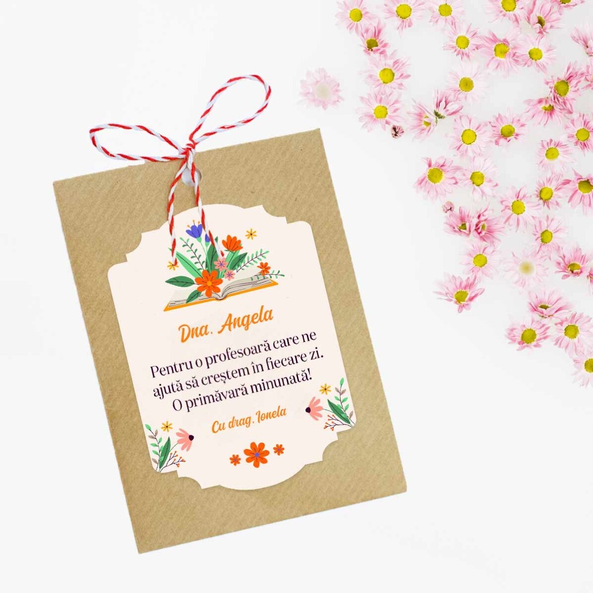 Personalised plantable Martisor with text for teachers