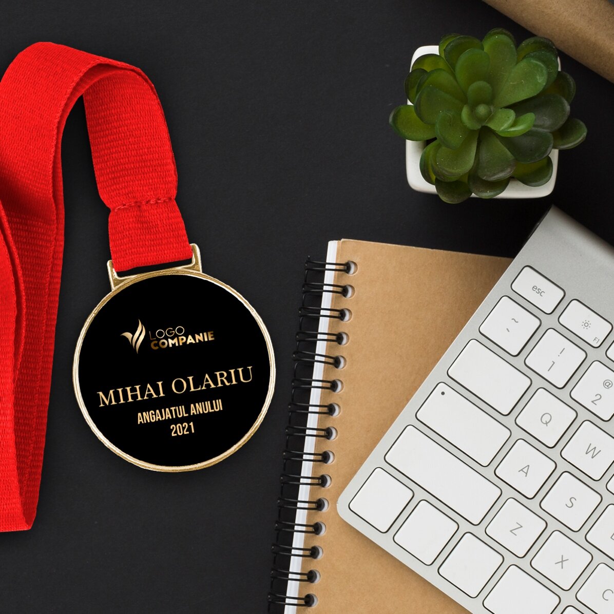 Medalla personalizada con logotipo y texto