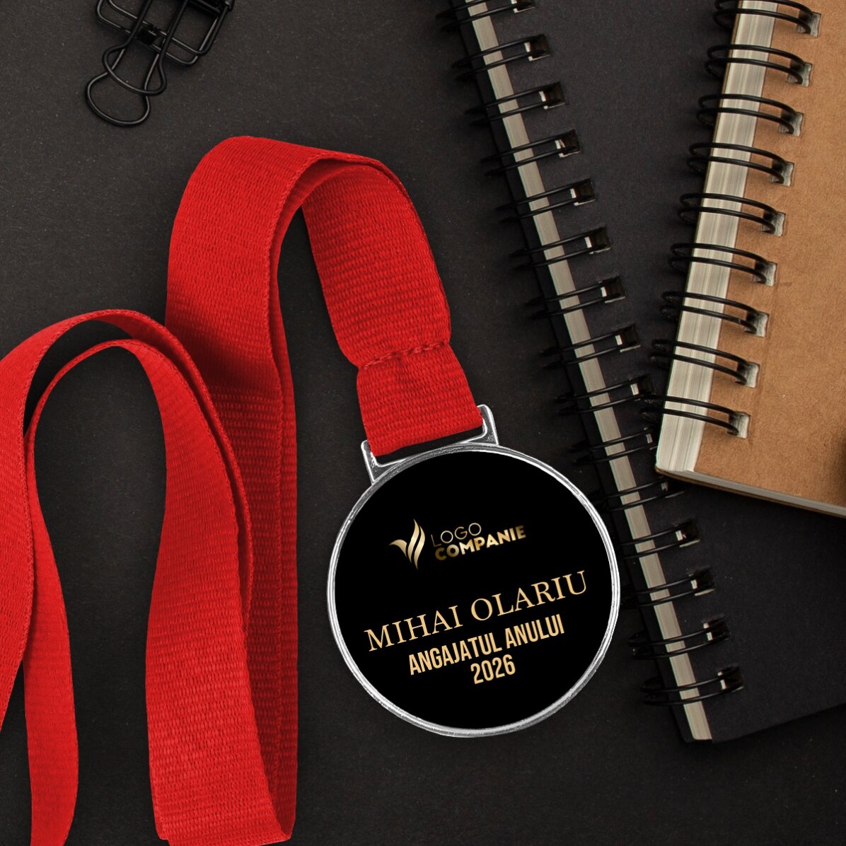 Medalla personalizada con logotipo y texto