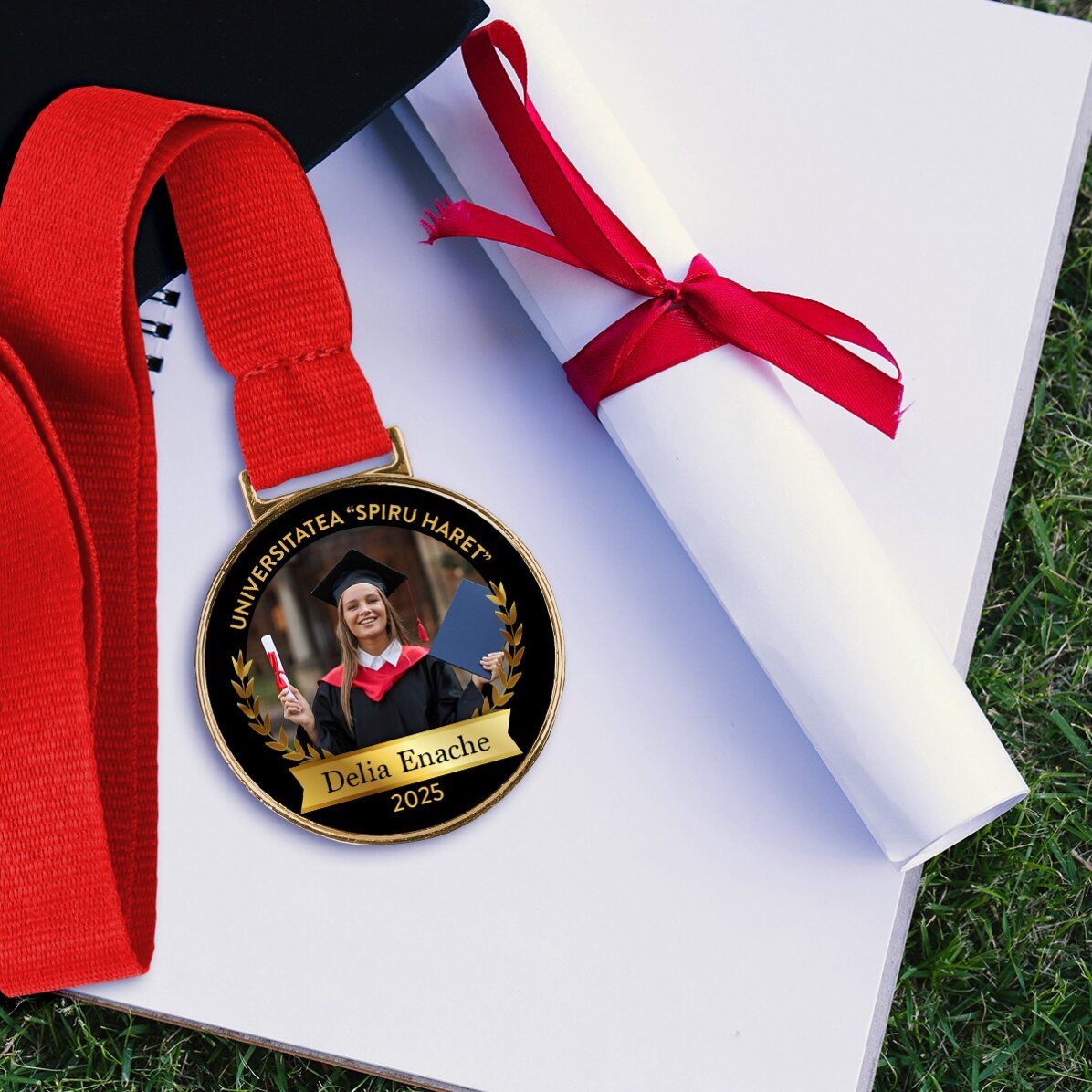 Medalla personalizada con una foto y un texto - Graduado