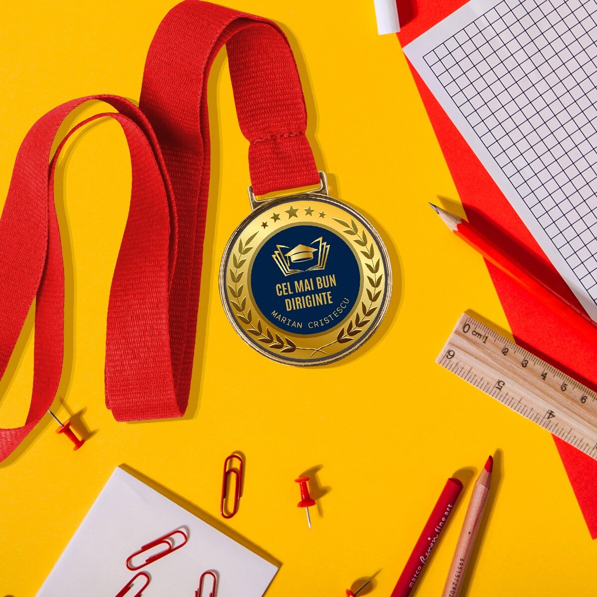 Medalla personalizada con texto: «El mejor tutor»