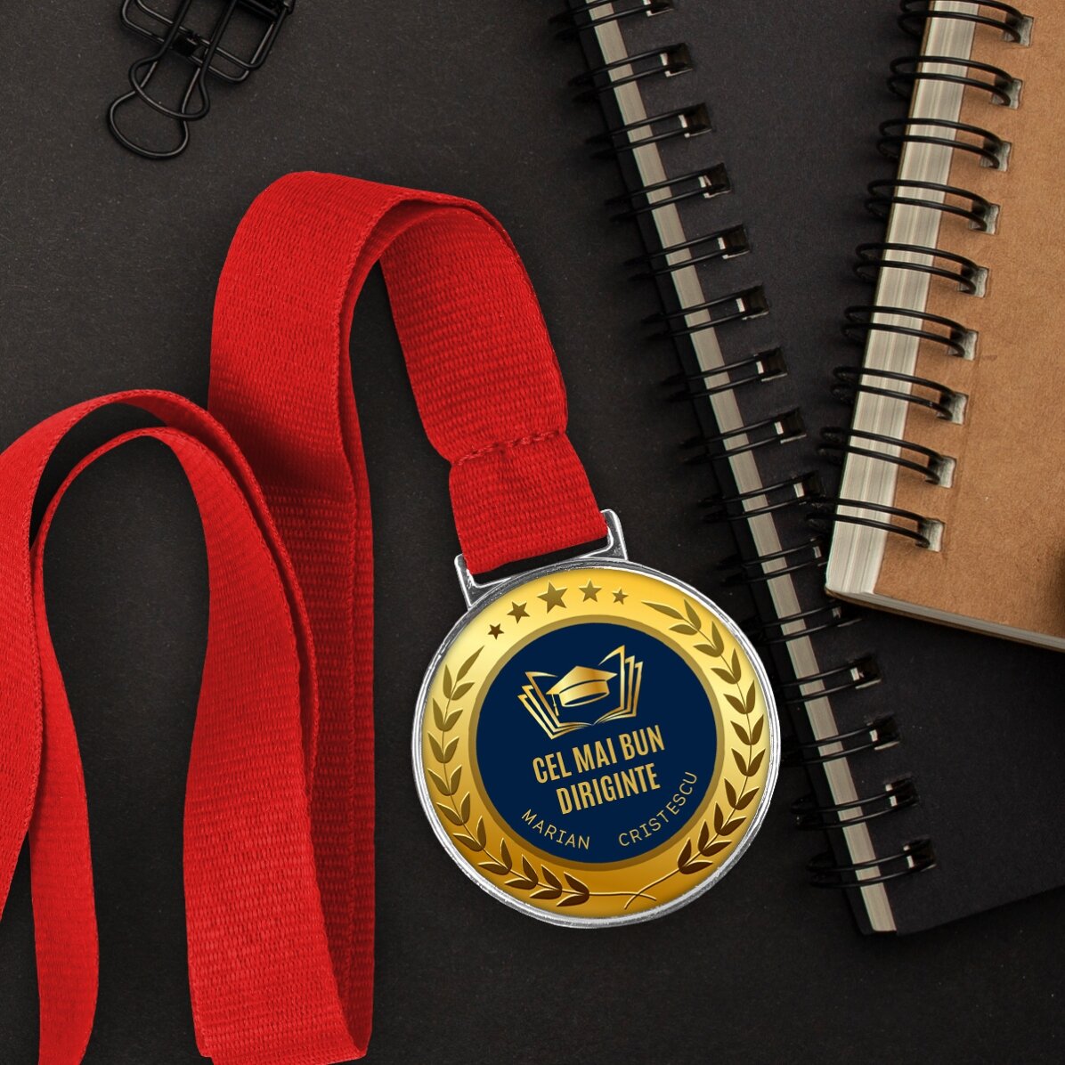 Medalla personalizada con texto: «El mejor tutor»