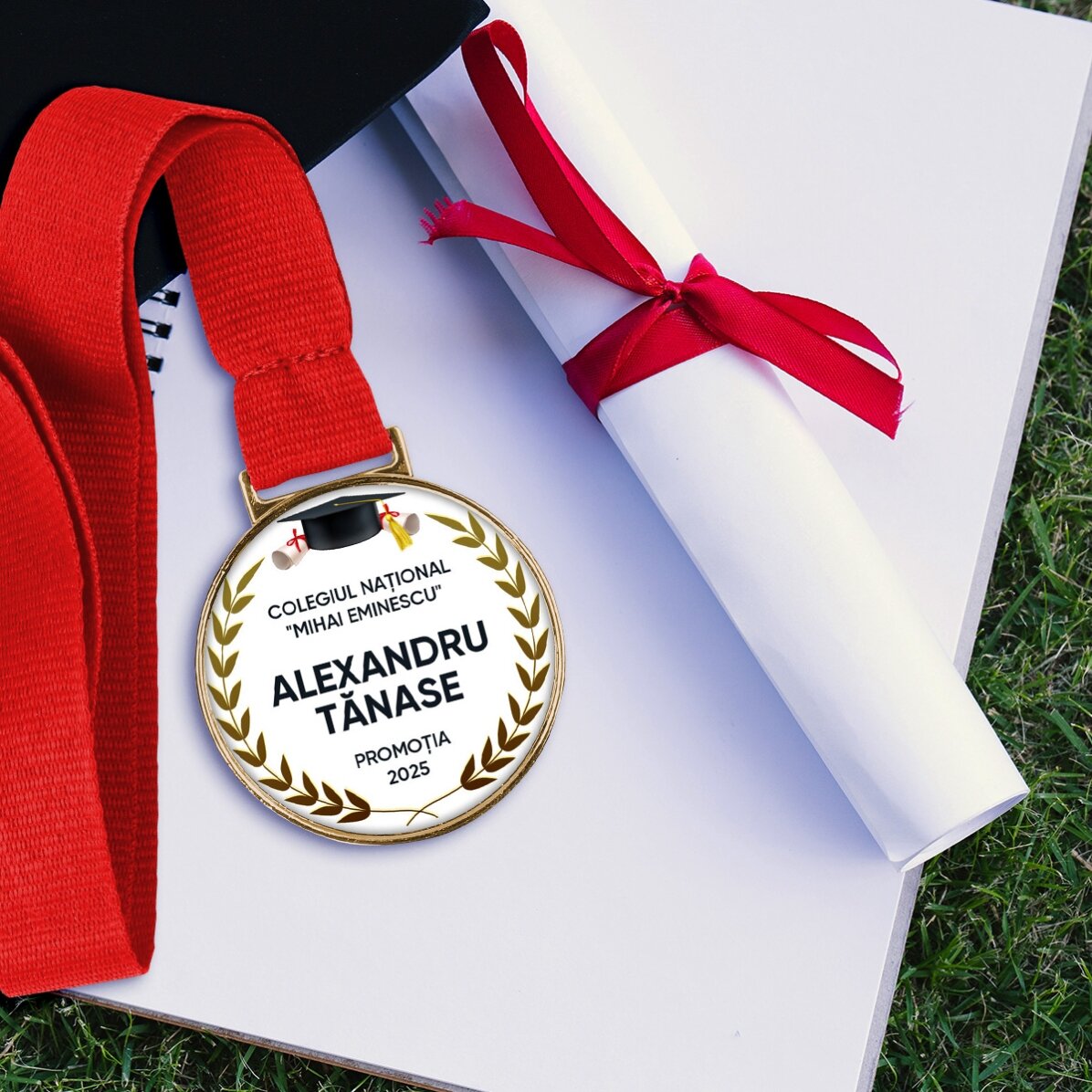 Medalla personalizada con texto - Felicidades por la graduación