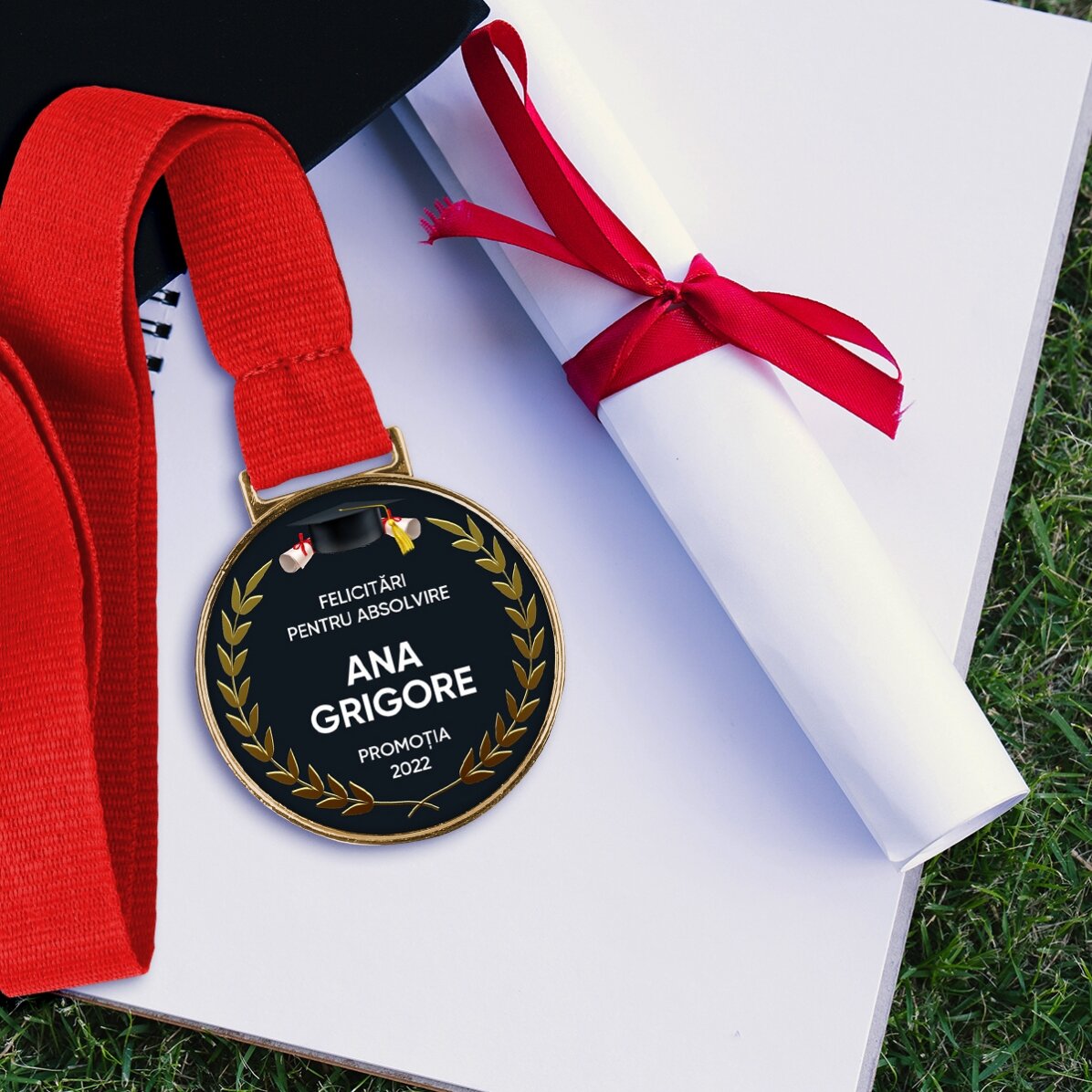 Medalla personalizada con texto - Felicidades por la graduación
