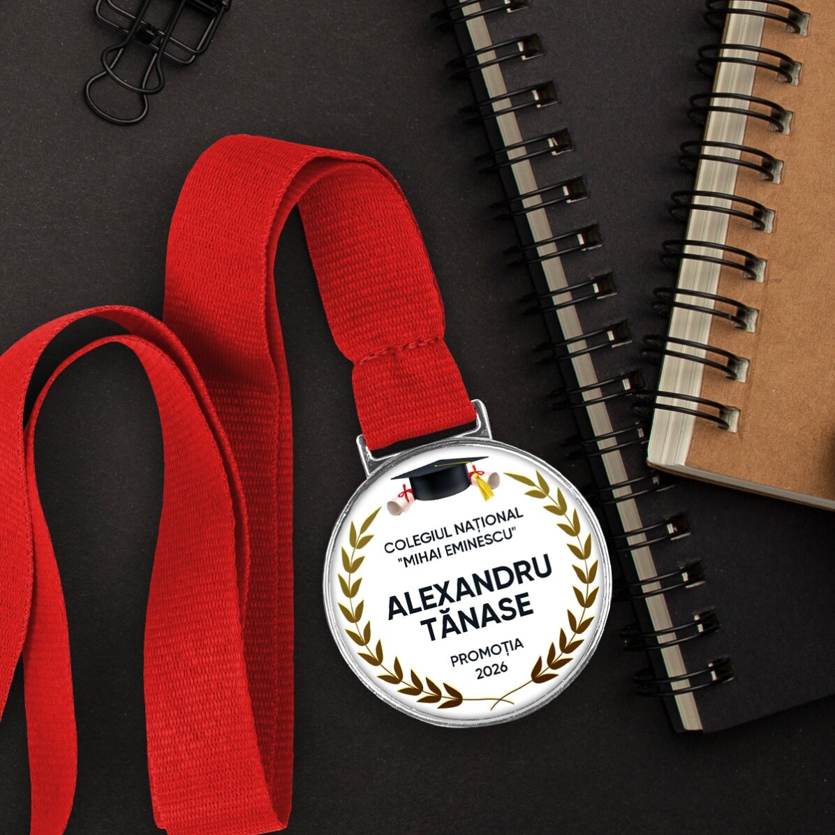 Medalla personalizada con texto - Felicidades por la graduación