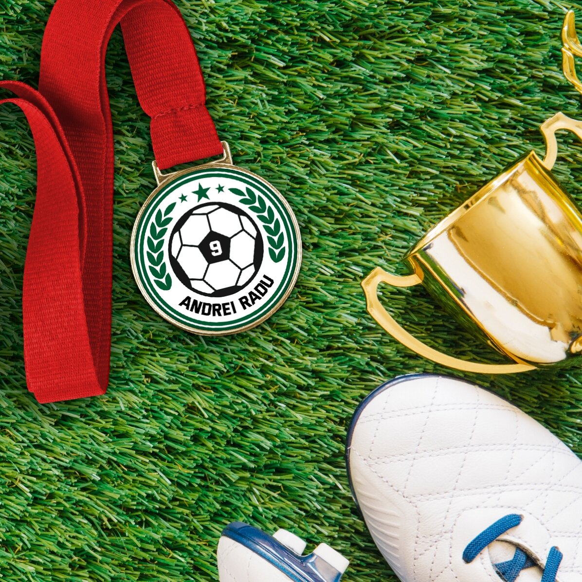 Medalla personalizada con texto - Fútbol