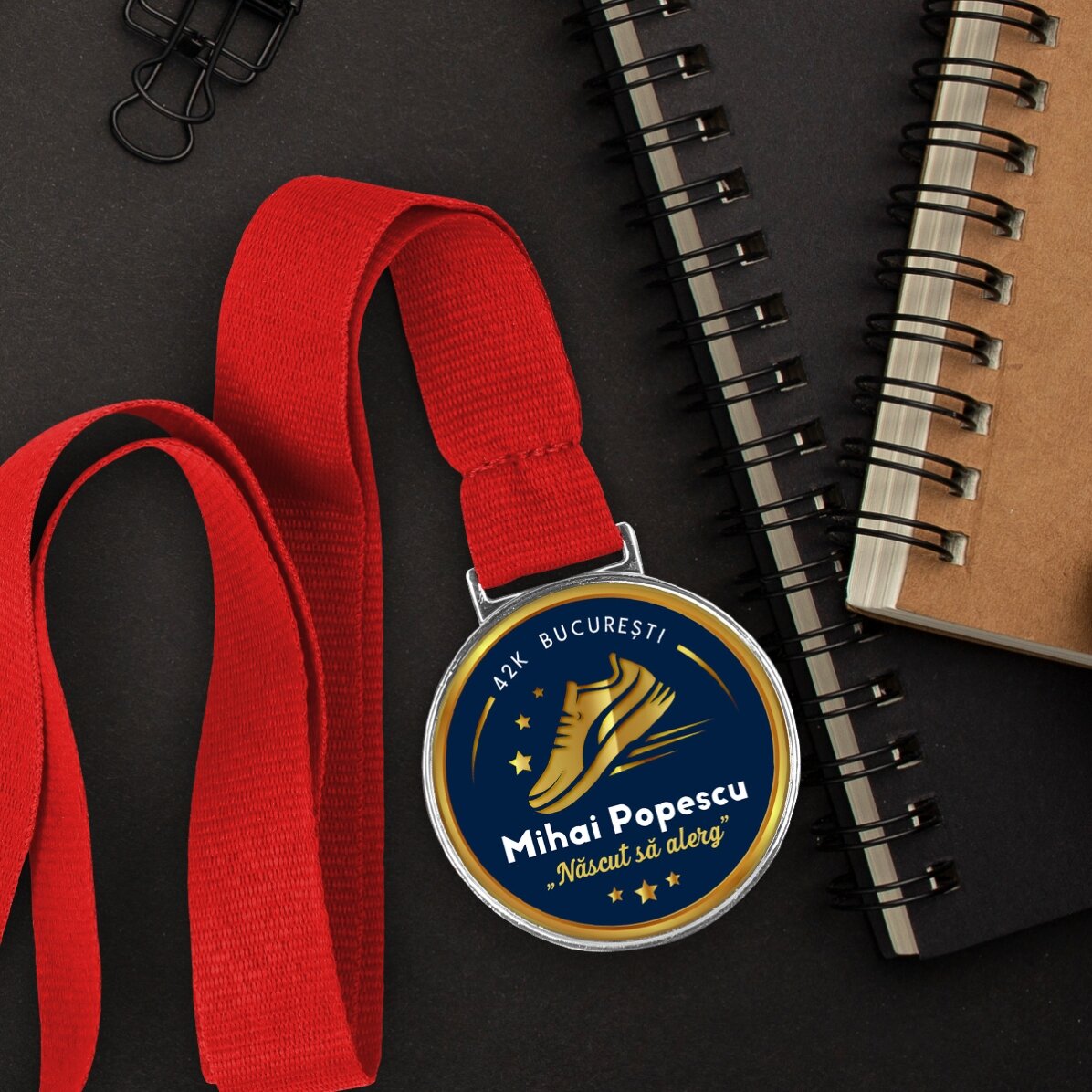 Medalla personalizada con texto para corredores
