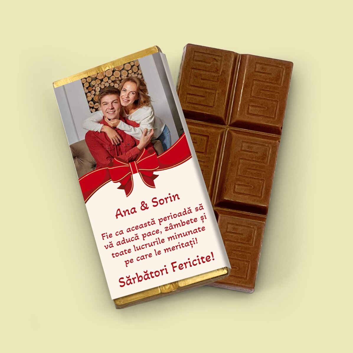 Mini tableta de chocolate personalizada con una foto y un texto - Fundita