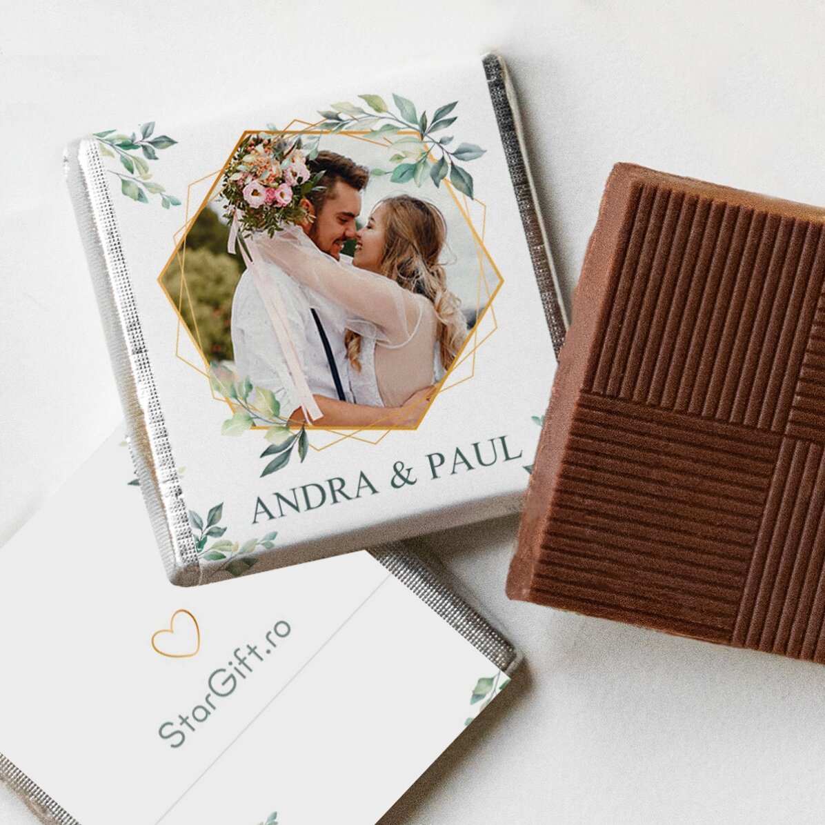 Mini tableta de chocolate personalizada con foto y texto - Elegance