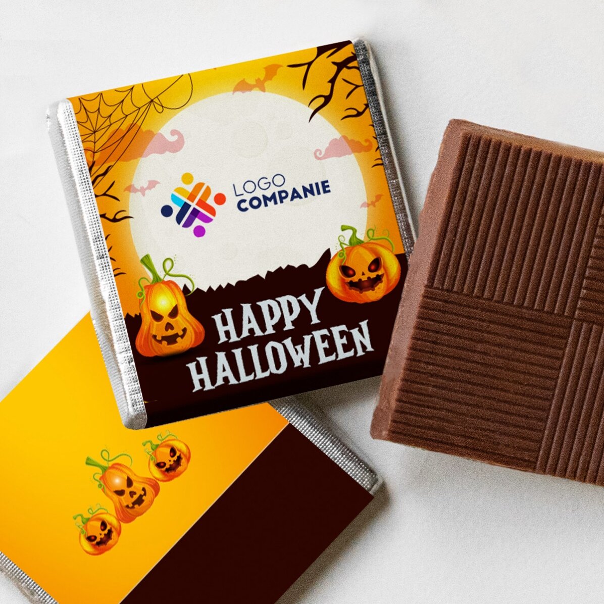 Personalised mini chocolate with logo and message - Happy Halloween